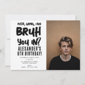 Bruh Boyの10代の若者誕生日パーティー10代のBoy Photo 招待状 (正面)