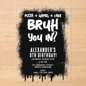 Bruh Boy Black Graffiti Street Art Birthday アクリル招待状 (正面)