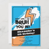 Bruh Boy's Birthday Graffiti Orange Blue Cool 招待状 (正面)