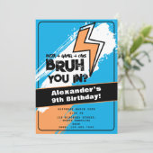 Bruh Boy's Birthday Graffiti Orange Blue Cool 招待状 (スタンド正面)