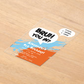 Bruh Boy's Birthday Graffiti Orange Blue Speech  アクリル招待状 (レイダウン)