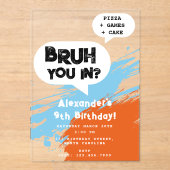 Bruh Boy's Birthday Graffiti Orange Blue Speech  アクリル招待状 (正面)