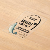 Bruh Boy's Birthday Party Teenager Fishing アクリル招待状 (レイダウン)