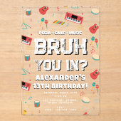 Bruh Boy's Birthday Party Teenager Music Band アクリル招待状 (正面)