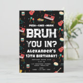 Bruh Boy's Birthday Party Teenager Music Band 招待状 (スタンド正面)