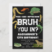 Bruh Boy's Birthday Party Teenager Reptile Show 招待状 (正面)