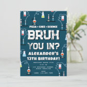 Bruh Boy's Birthday Party Teenager Science Theme 招待状 (スタンド正面)