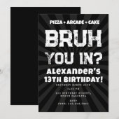 Bruh Boy's Birthday Party Teenager Teen Boy 招待状 (正面/裏面)