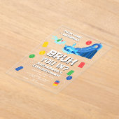 Bruh Boy's Birthday Party Teenager Waterslide アクリル招待状 (レイダウン)