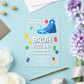 Bruh Boy's Birthday Party Teenager Waterslide アクリル招待状 (インサイチュ (ウェディング))