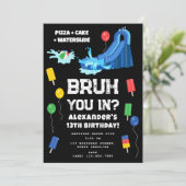 Bruh Boy's Birthday Party Teenager Waterslide 招待状 (スタンド正面)