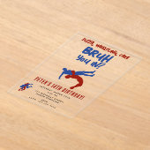 Bruh Boys Teenager Birthday Teen Boy Wrestling アクリル招待状 (レイダウン)