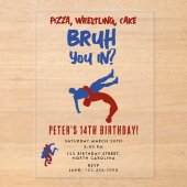 Bruh Boys Teenager Birthday Teen Boy Wrestling アクリル招待状 (正面)