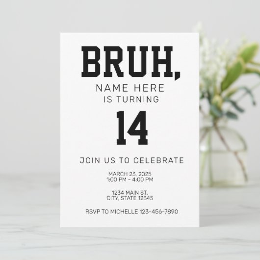 Bruh Bro Birthday Invitation 招待状 (スタンド正面)
