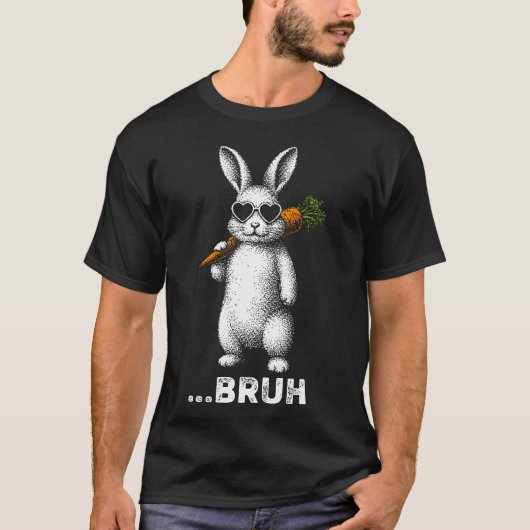 Bruh Bunny Face With Sunglasses Easter Day For Tシャツ (正面)