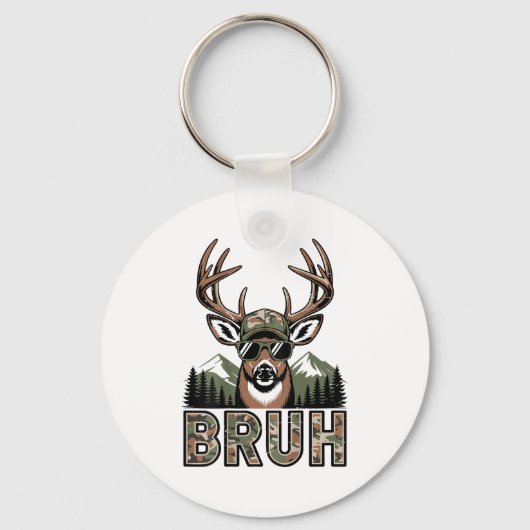 Bruh Camo Deer Hunting Camouflage Elk Buck Funny Y キーホルダー (正面)
