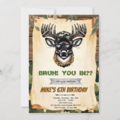 Bruh camo deer hunting party invitation 招待状 (正面)