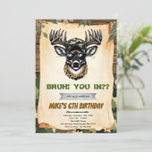 Bruh camo deer hunting party invitation 招待状 (スタンド正面)