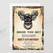 Bruh camo deer hunting party invitation 招待状 (正面/裏面)