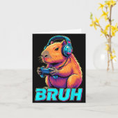 Bruh Capybara Funny Video Games Capybaras  カード (黄色い花)