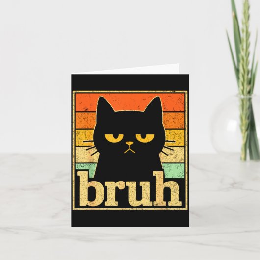 Bruh Cat Meme Graphic – Funny Cat Retro Meme For T カード (正面)