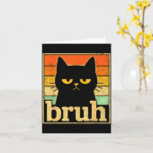 Bruh Cat Meme Graphic – Funny Cat Retro Meme For T カード (黄色い花)