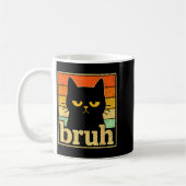 Bruh Cat Meme Graphic – Funny Cat Retro Meme For T コーヒーマグカップ (左)