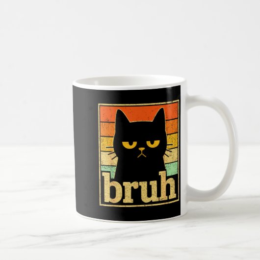 Bruh Cat Meme Graphic – Funny Cat Retro Meme For T コーヒーマグカップ (右)