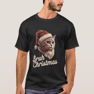 Bruh Christmasレトロ70s Cats Kittens Santa Hats C Tシャツ