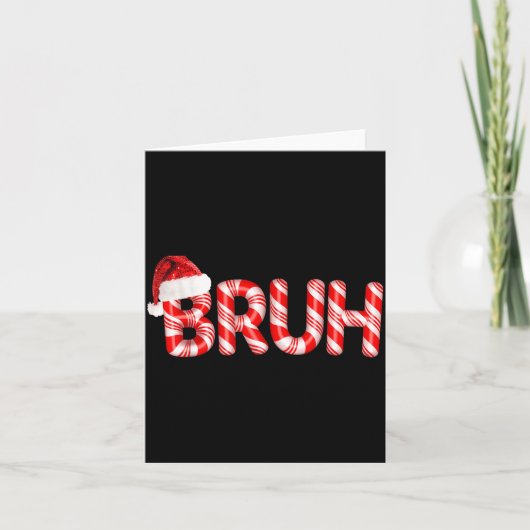 Bruh Christmas Candy Cane Santa Hat Holiday Boy Gi カード (正面)