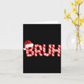 Bruh Christmas Candy Cane Santa Hat Holiday Boy Gi カード (黄色い花)