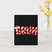 Bruh Christmas Candy Cane Santa Hat Xmas Slang Mem カード (黄色い花)