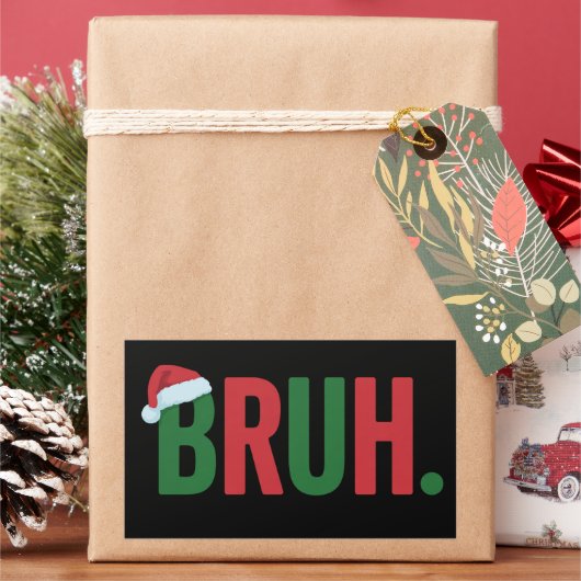 Bruh Christmas Cool Meme Trendy Sarcastic Xmas 長方形シール (クリスマス)