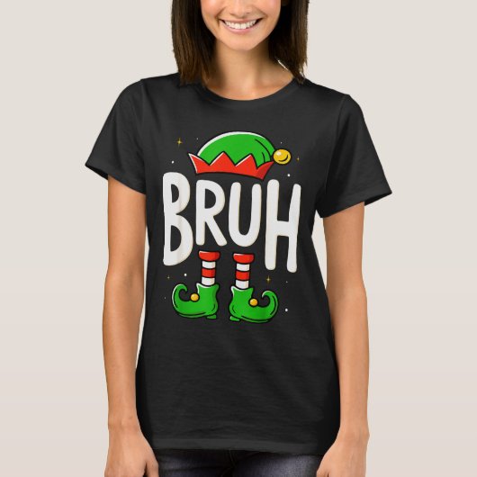 Bruh Christmas Elf Pajamas For Mens Kids Teen Boys Tシャツ (正面)