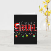 Bruh Christmas Funny Red Plaid Family Xmas Pajamas カード (黄色い花)