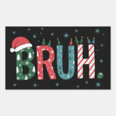 Bruh Christmas Meme Funny Santa Hat Sarcastic 長方形シール (正面)