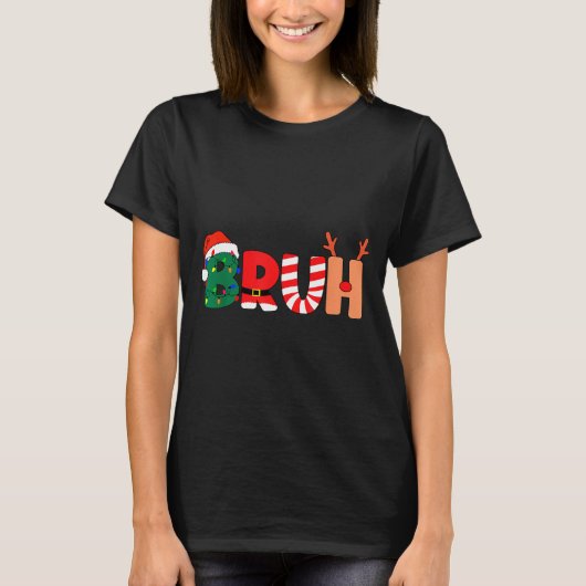 Bruh Christmas Shirt Teens Boys Xmas Kids Funny Ch Tシャツ (正面)