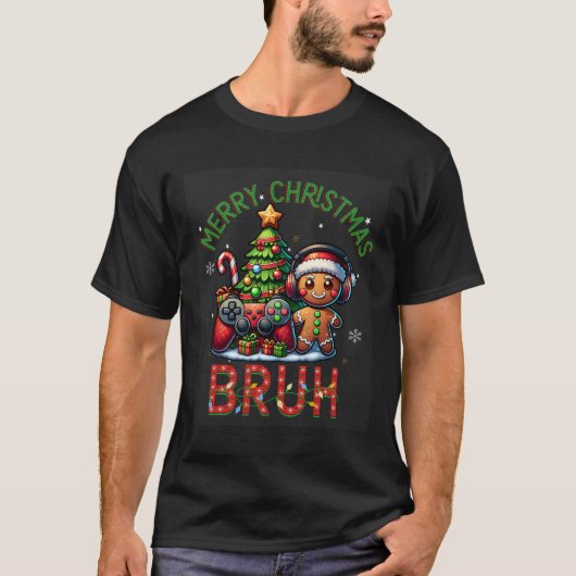 Bruh Christmas Video GameゲーマーMerry Christmas Bo Tシャツ (正面)