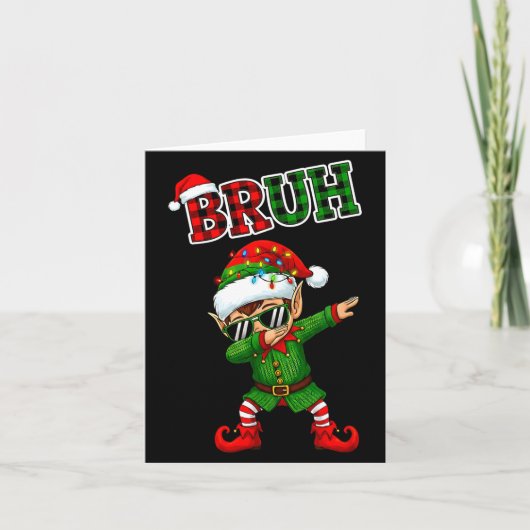 Bruh Dabbing Elf Funny Kids Years Pajamas Christma カード (正面)