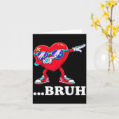 Bruh Dabbing Heart Funny Kids Boys Mens Valentine  カード (黄色い花)