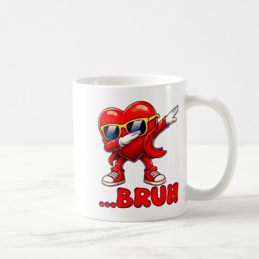 Bruh Dabbing Heart Funny Kids Boys Mens Valentine コーヒーマグカップ (右)