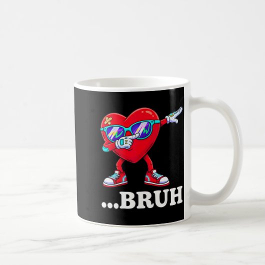 Bruh Dabbing Heart Funny Kids Boys Mens Valentine  コーヒーマグカップ (右)
