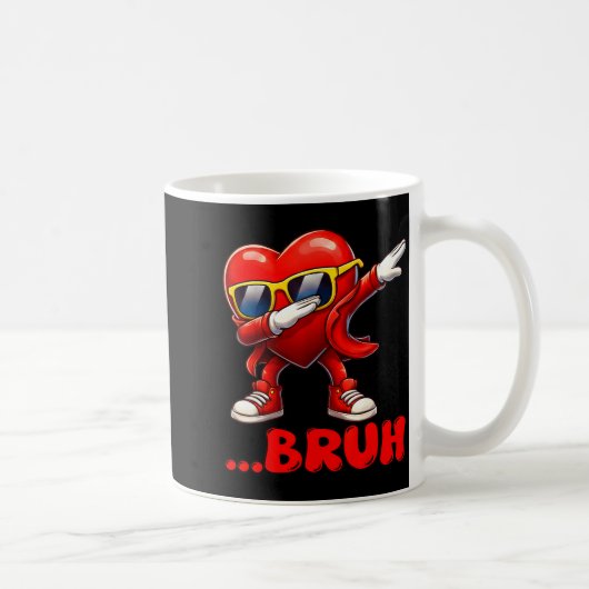 Bruh Dabbing Heart Funny Kids Boys Mens Valentine コーヒーマグカップ (右)