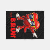 Bruh Dabbing Heart Funny Kids Boys Mens Valentine  フリースブランケット (正面(横))