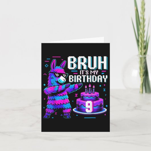 Bruh Dabbing Its My 9th Birthday Llama Pinata Boy  カード (正面)
