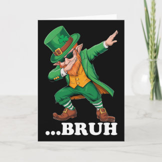 Bruh Dabbing Leprechaun Funny Men Kids Boys St Pat カード