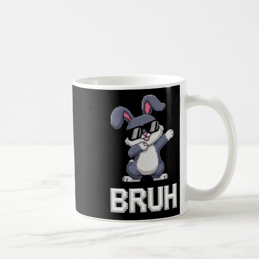 Bruh Dabbing Rabbit Bunny Happy Easter Day Egg Boy コーヒーマグカップ (右)