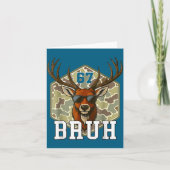 Bruh Deer 67 Funny Deer Hunting Camo Hat Youth Tee カード (正面)