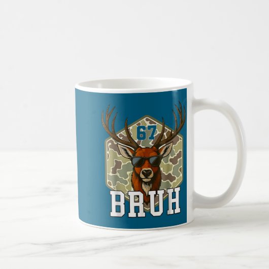 Bruh Deer 67 Funny Deer Hunting Camo Hat Youth Tee コーヒーマグカップ (右)