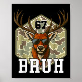 Bruh Deer 67 Funny Deer Hunting Camo Hat Youth Tee ポスター (正面)